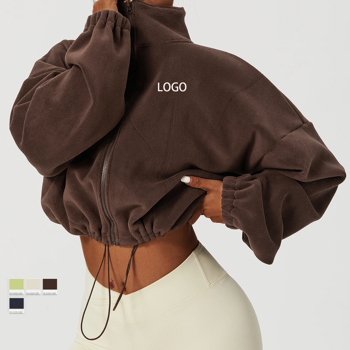 Women's Wholesale Solid Sweatshirts Long Sleeves Plain Zipper Breathable Cotton Warm Casual Yoga Fitness Adults' Fitness Top