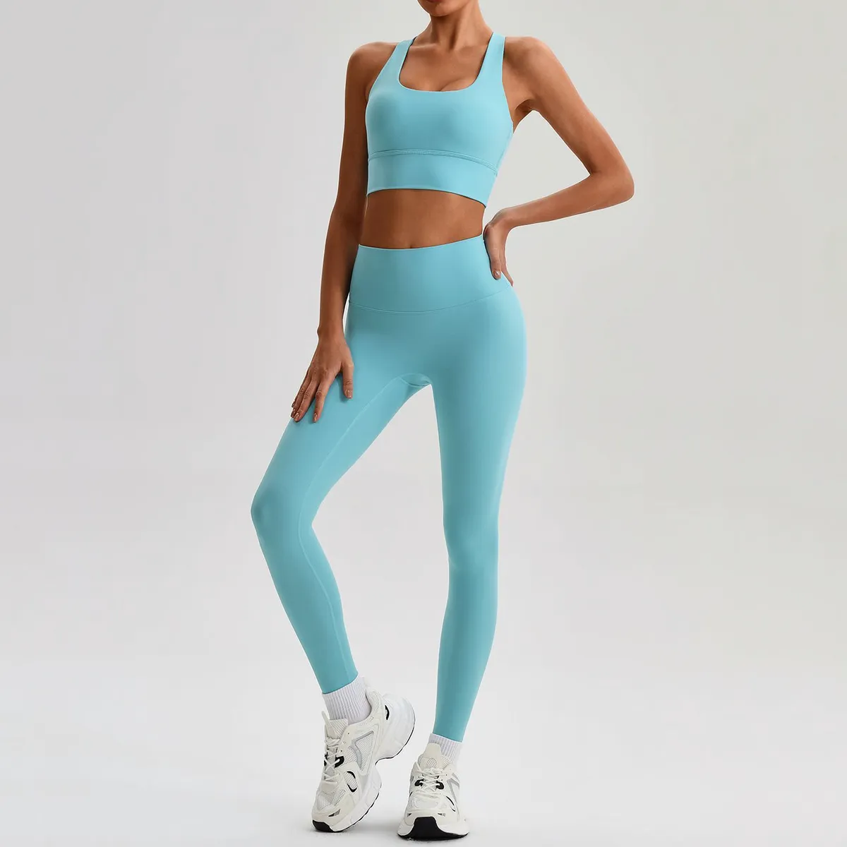 Arctic Breeze Cooling Yoga Set Women Leggings Bra 2 Piece Seamless High Waist Quick Dry Gym Workout Suit Custom Wholesale OEM