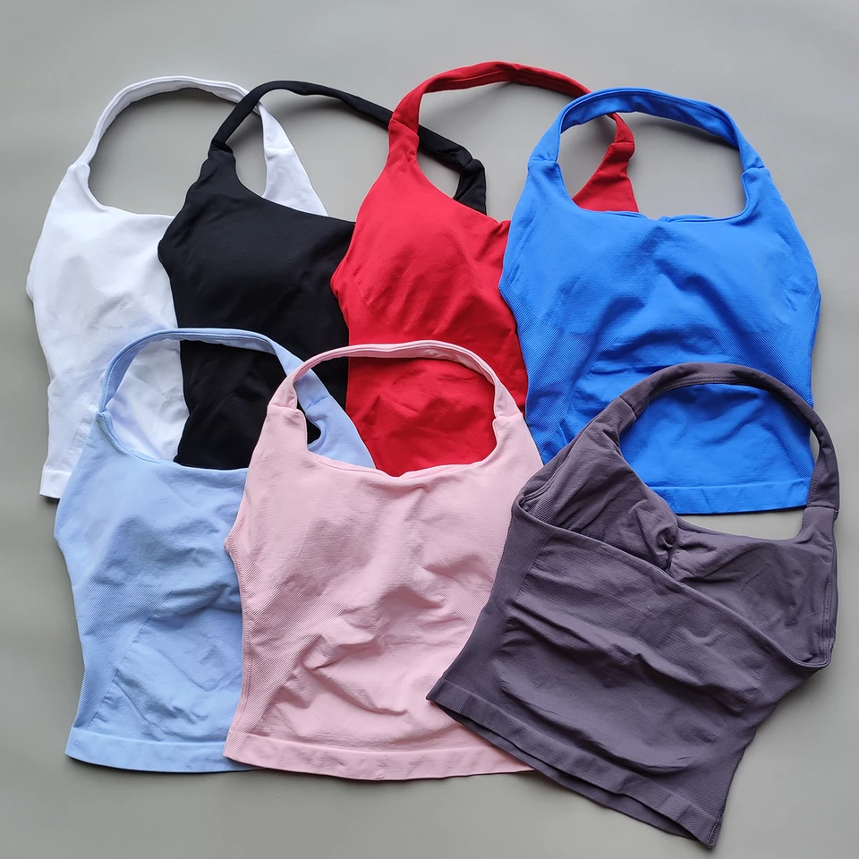 Halter Top Gym Vest Woman Backless Tank Tops Push up Sport Bras Running Vest Workout Tops Activewear Yoga Clothing