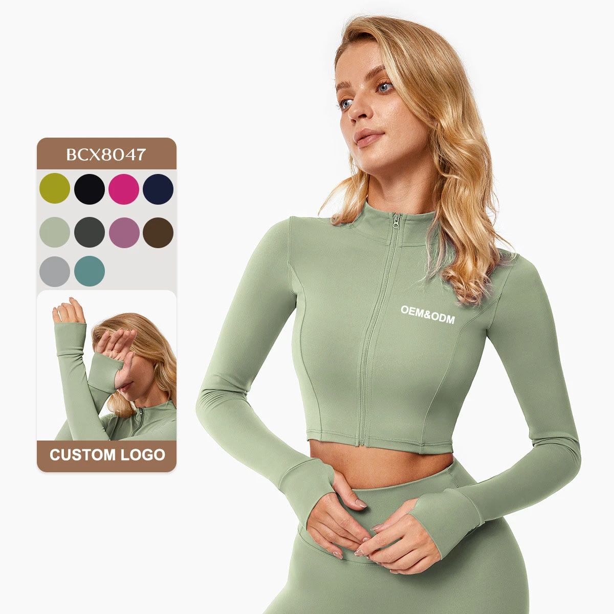 Women's Custom High Neck Zipper Half Zip Design Gym Active Yoga Jacket Sports Outdoor Top with Seamless Feature