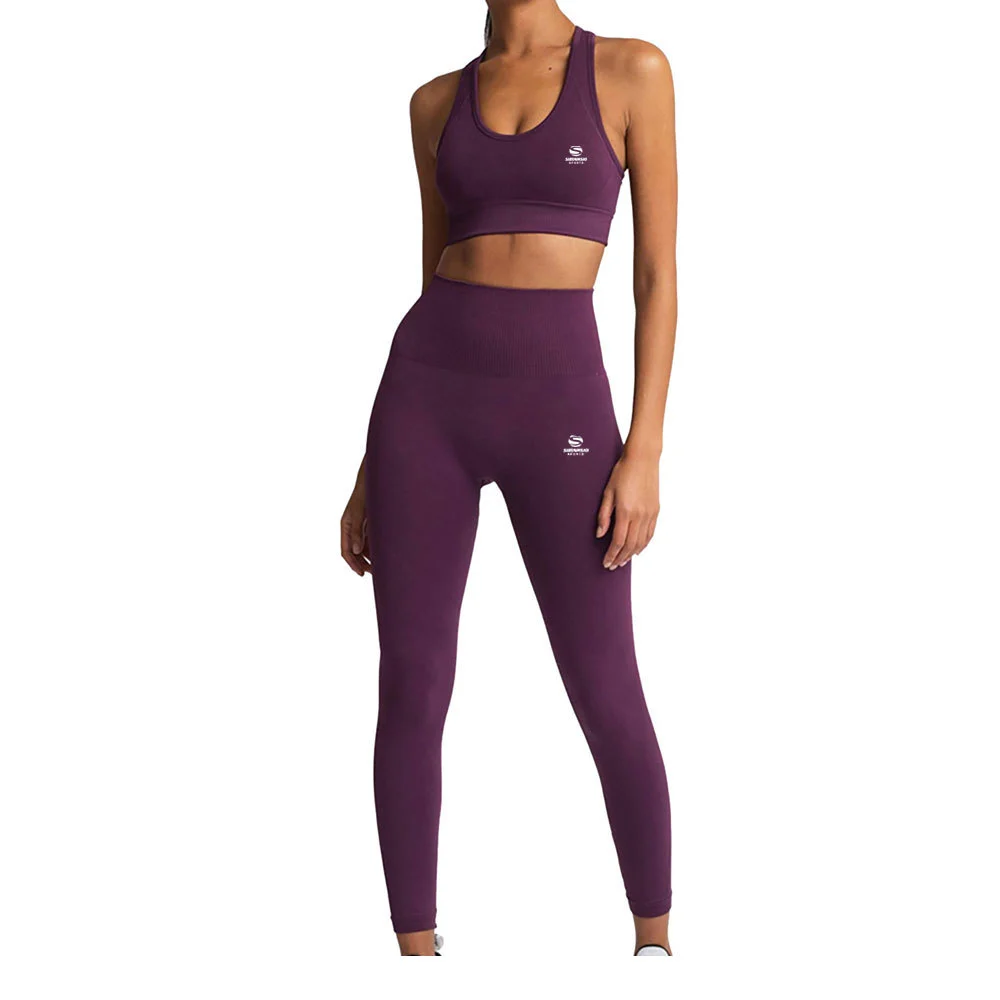 Yoga Outfits 2 Piece Women's Sets High Waisted Leggings with Sports Bra Gym Clothe Sets Racer Crop Top & High Waist Leggings Set