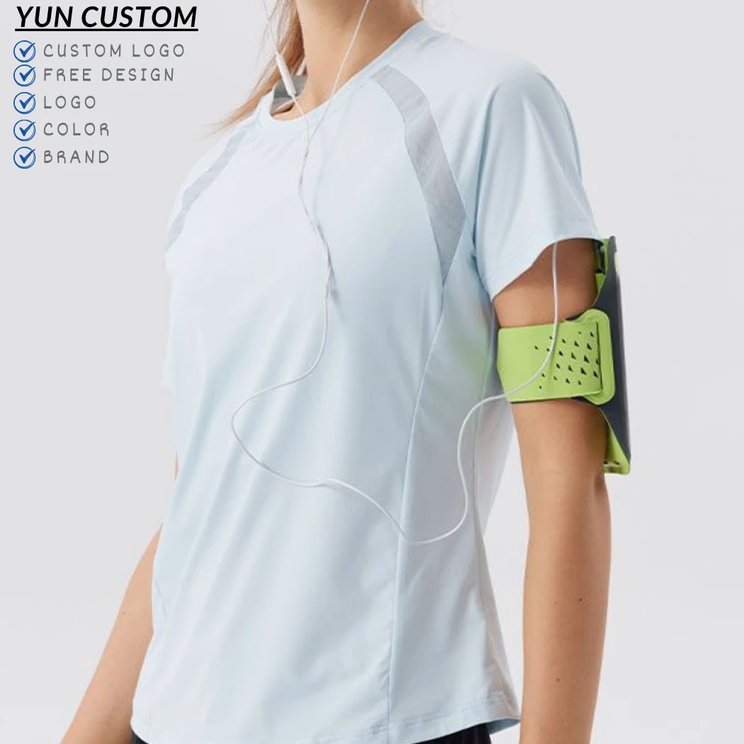 Premium Custom Women's Quick Dry and Breathable Yoga Top, UV Protection Mesh Insert Athletic Shirt for Outdoor Fitness