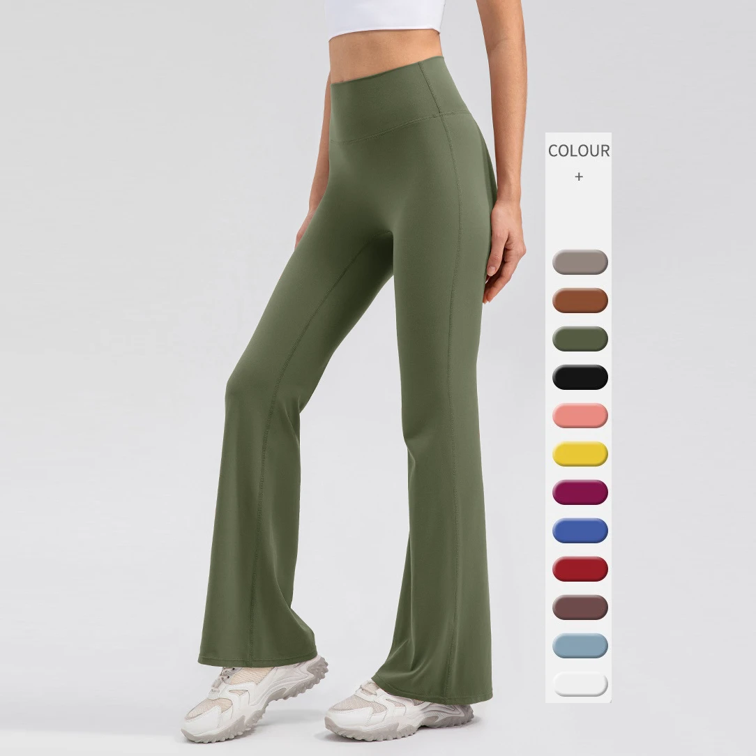 Custom Sexy Women High Waist Quick Dry Breathable Fitness Yoga Sport Wear Sets Cloths Flare Pants Workout Yoga Leggings