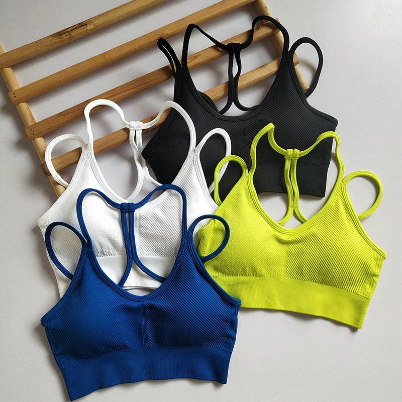 Fitness Women Running Nylon Little Girls High Support Gym Tops Women Custom Logo Training Bra Cross Sexy Top Workout Sports Bra