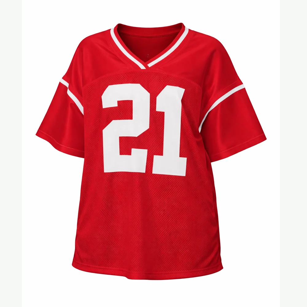 Wholesale Custom Oversized Football Jersey Women Men Mesh V Neck Sports Jersey Number Team Shirt Streetwear OEM
