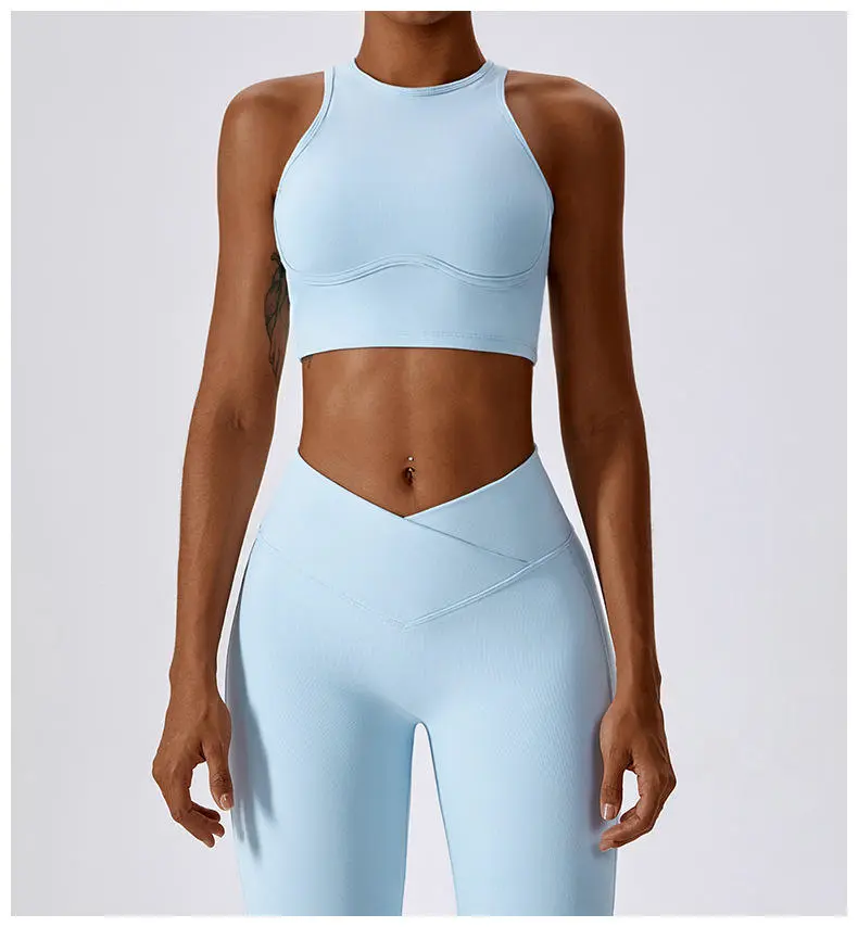 2026 Custom Lightweight Women's Simple High Support Breathable Yoga Sports Bra Solid Color Cross Back Plus Size Adjustable