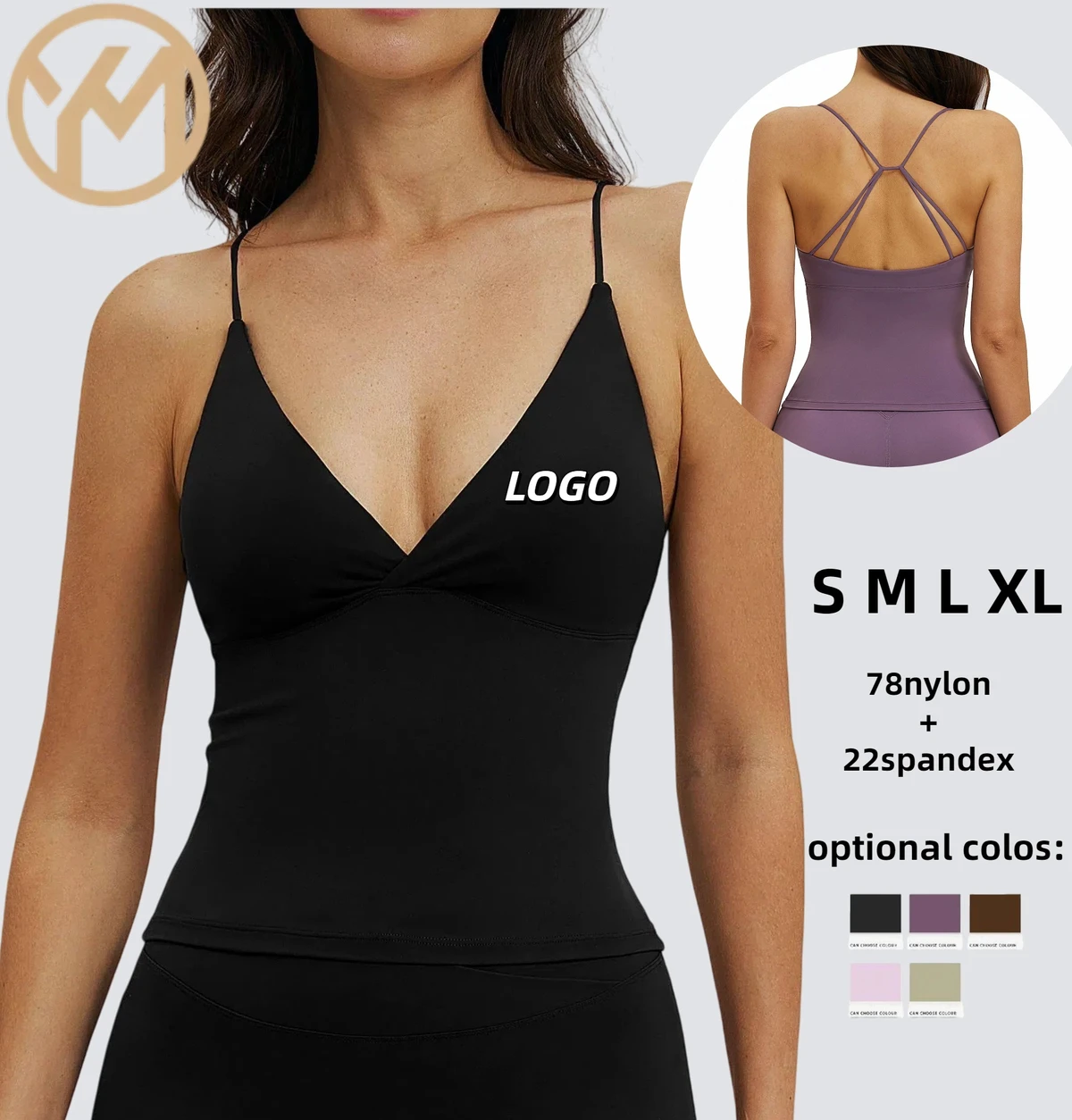 Yimo Women V Neck Strap Cross Back Hollow Out Sport Yoga Vest Lady Solid Color Gym Top Female Fashion Shockproof Fitness Clothes