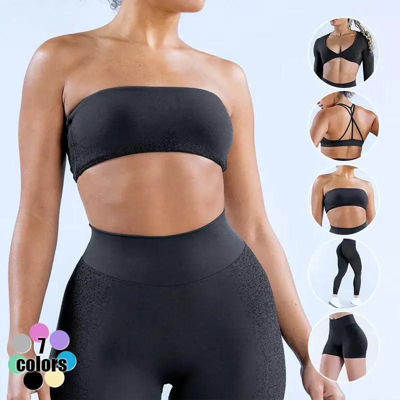 MAYYOUNG Hot Sale Womens High Elastic Sports 5 Piece Activewear Scrunch Butt Seamless Yoga Shorts Leggings Gym Fitness Set