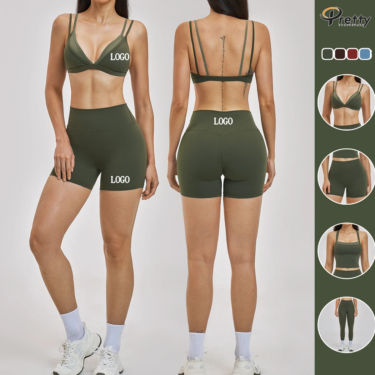 Wholesale Women's Clothes Sportswear Outdoor Tight Sports Suits Gym Set Fitness Sets 4pcs Activewear Yoga Sets for Women