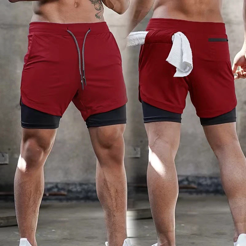 Loose Fit Casual Athletic Gym Shorts with Multi Pockets, Double Layer Design, Plus Size Available