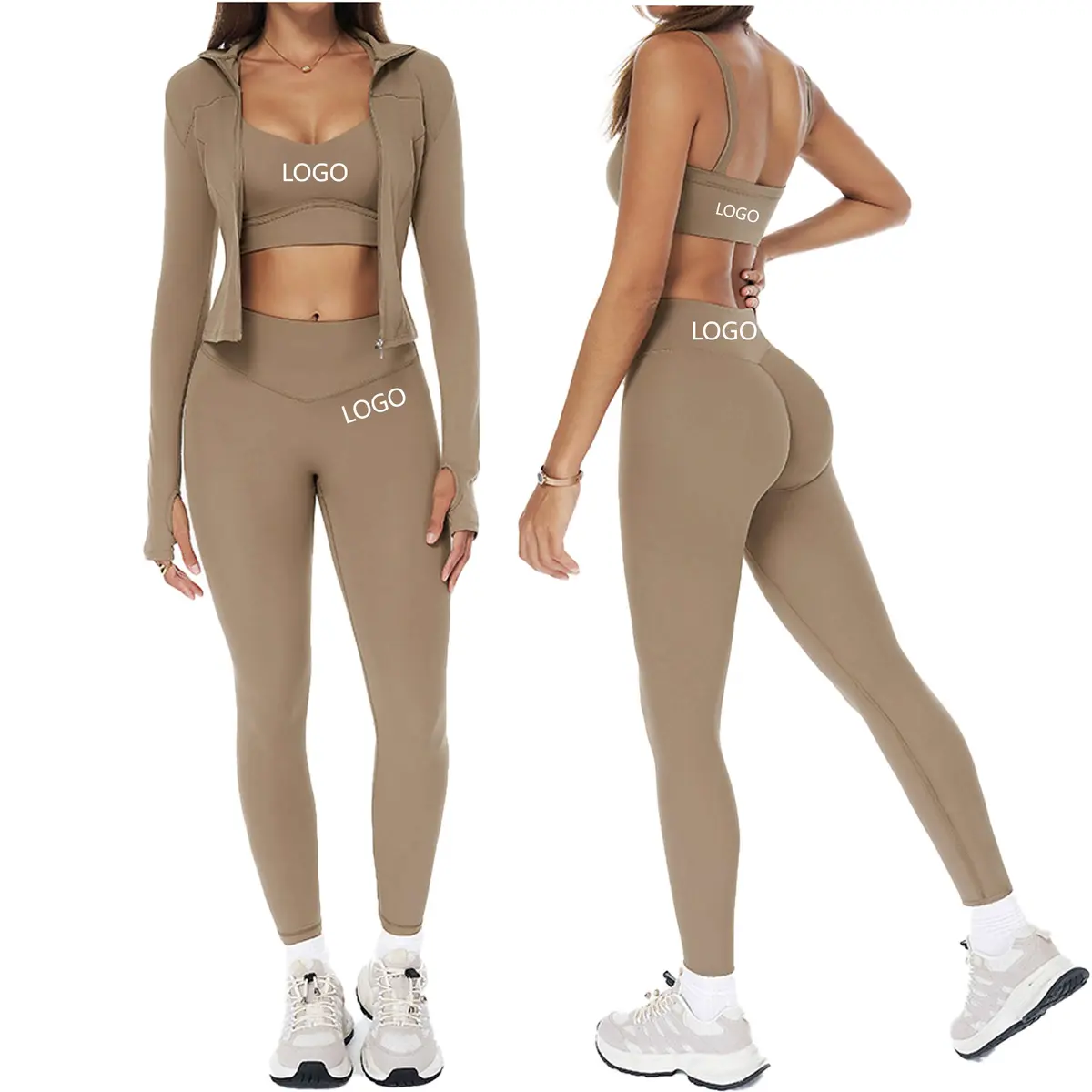 Women's 4-Piece Gym Yoga Set Breathable Print Sports Bra Flared Pants Leggings Athletic Wear