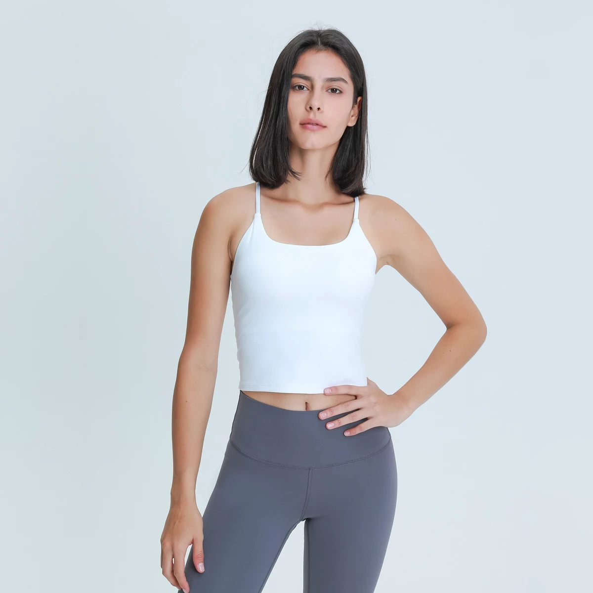 Hot Selling Fitness Race Back Tank Tops Gym Yoga Crop Tops With Padded Workout Vest for Women