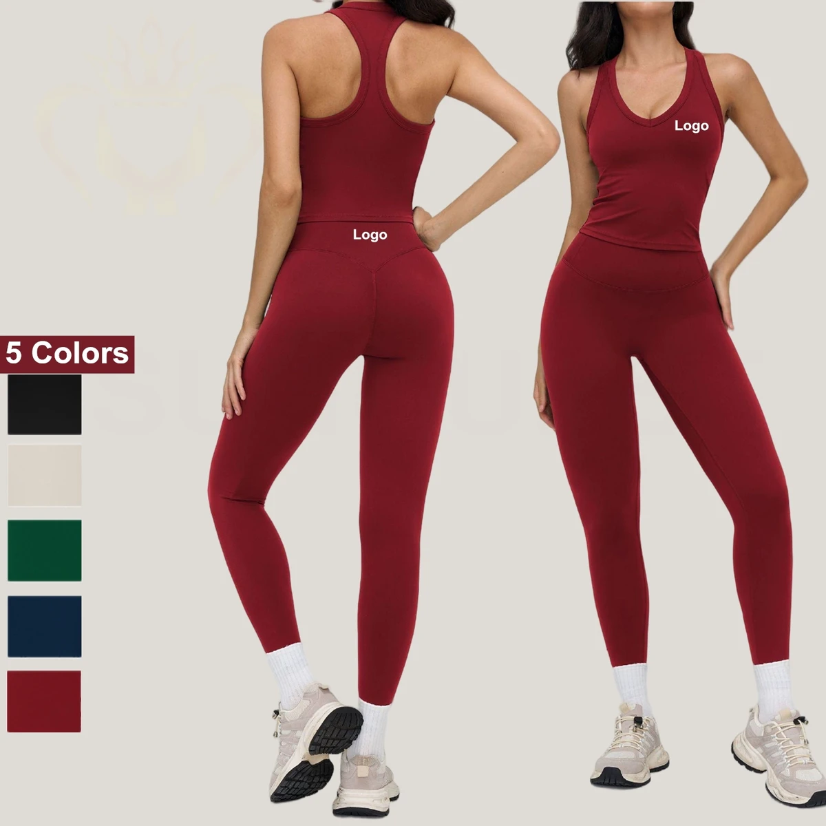 Ropa Deportiva Active Wear Sports Cropped Tank Top Bra Leggings Sets Workout Ladies Running Yoga Set Fitness Gym Women 2026