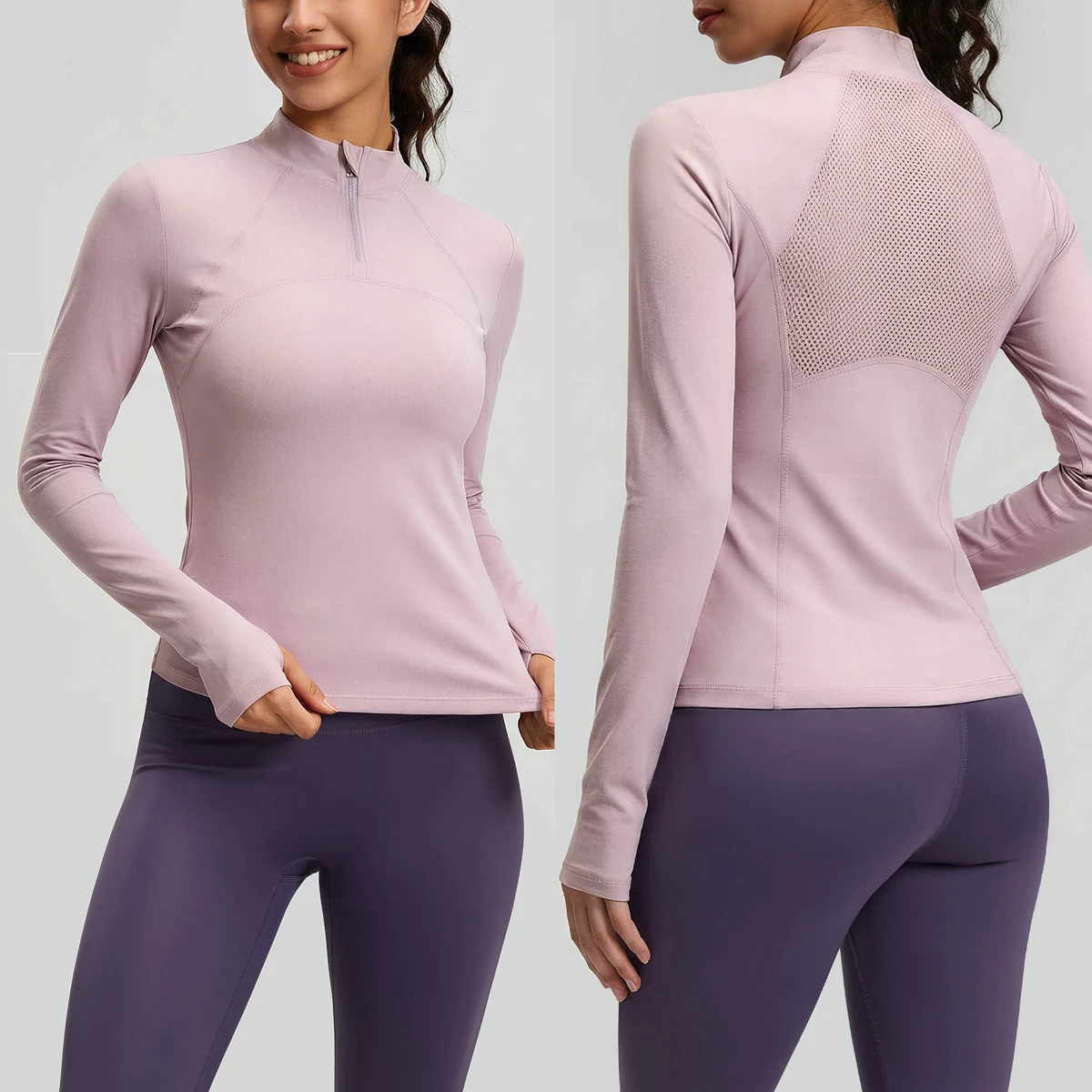 New Slim Fit Breathable Spandex/Polyester Sports Yoga Long Sleeve Women's Autumn Running Fitness Top
