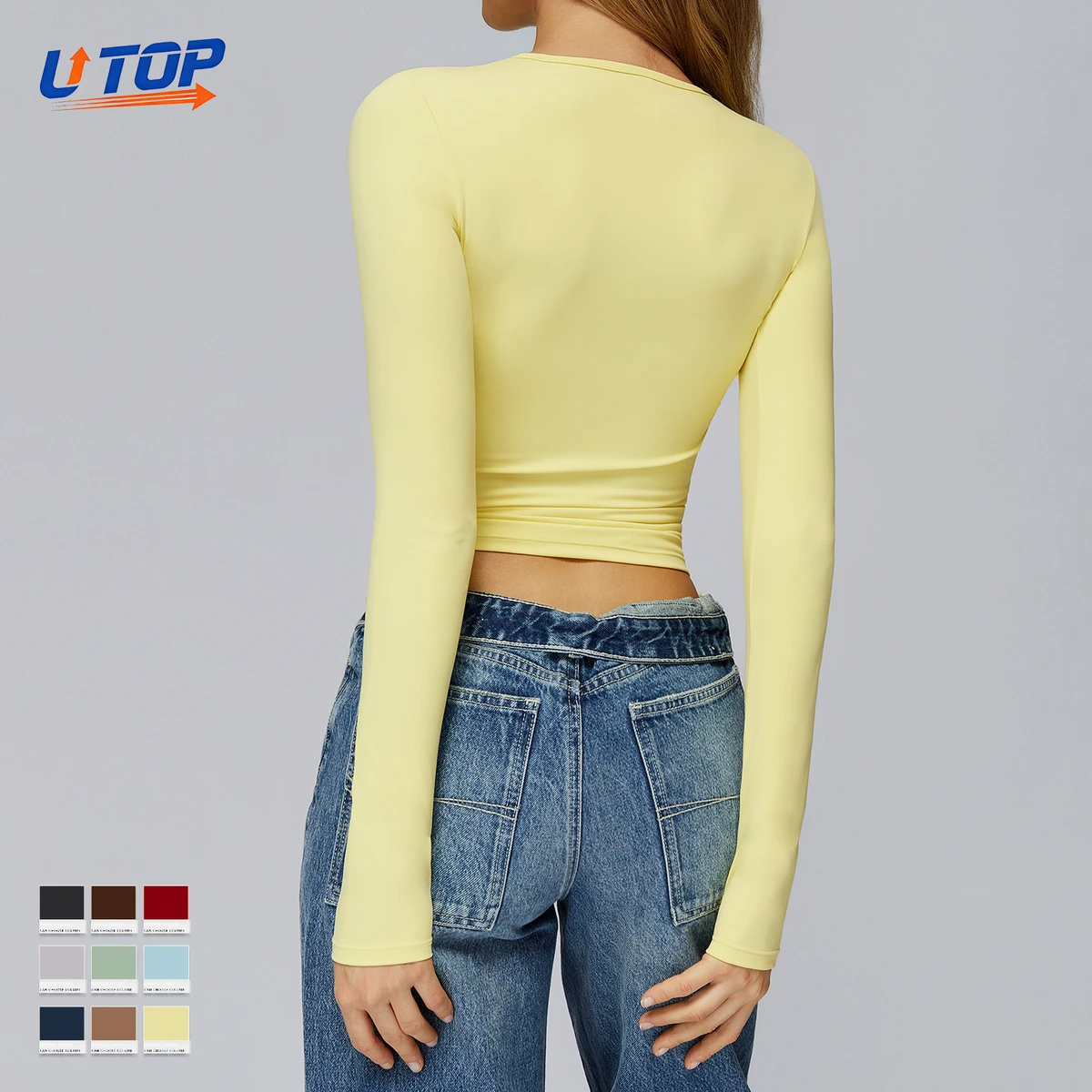 Wholesale Women's High Quality Quick-Drying Breathable Sports Long Sleeve Yoga Top Fitness Apparel Outdoor Running Front