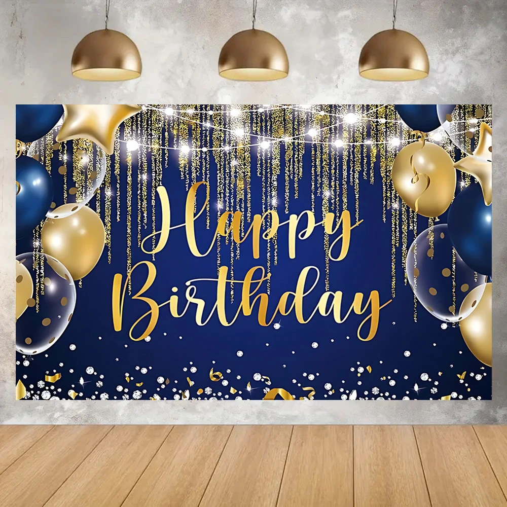 Style Rectangle Birthday Celebration Party Background Cloth Banner Hanging Flag Curtain Decoration Scene Customizable