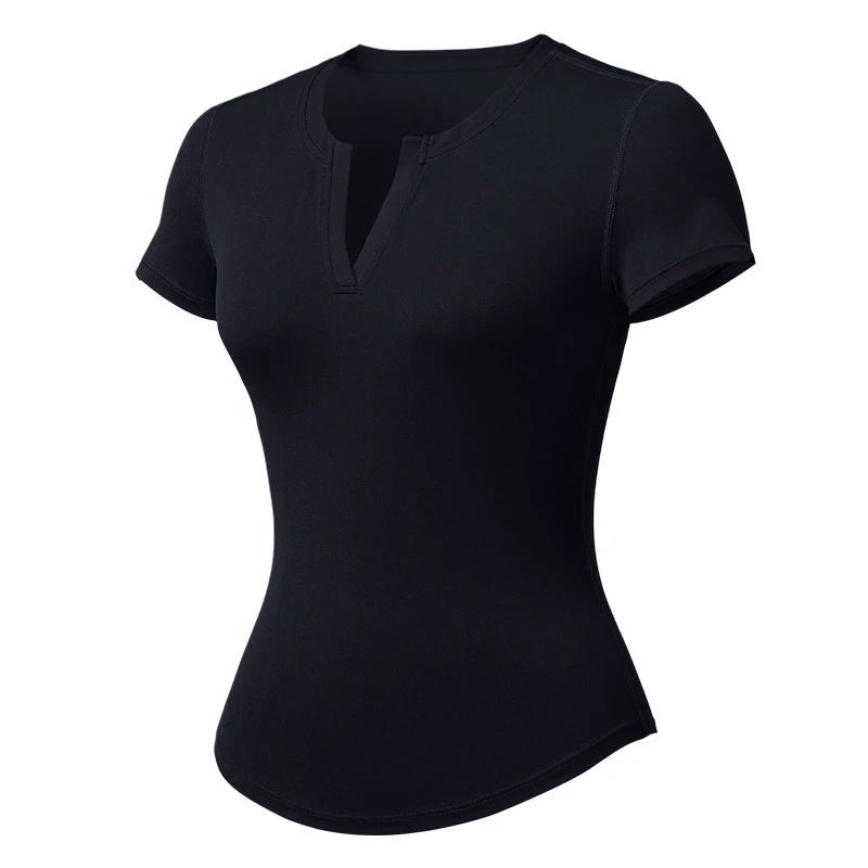 Women's Quick-Drying Elastic Fitness Sports Tights Slimming Small V-Neck T-shirts Yoga Clothes with Short-Sleeved Yoga Tops