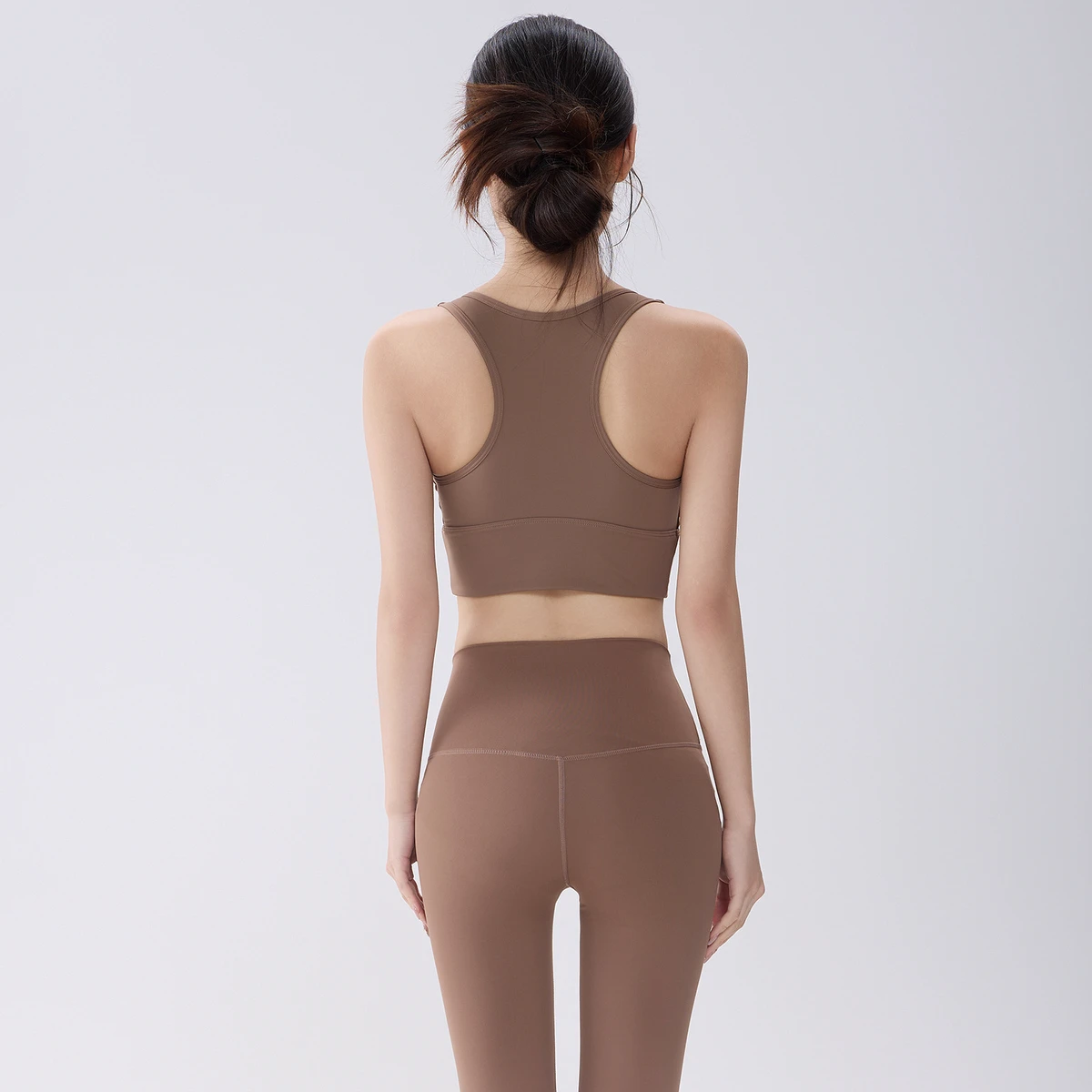 JAC22 TZ2546 New Breathable Solid Yoga Suit Round Neck Sleeveless Vest with Chest Pad Pilates Sports Yoga Set
