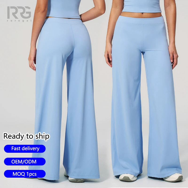 Roregal Low Rise Wide Leg Yoga Pants Soft Brushed Casual Loose Fit Booty Lifting Sweatpants for Women