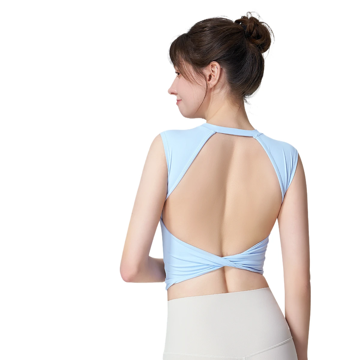 Back Hollow Sexy Sleeveless Yoga Tank Top Sports Running Vest Bra Yoga Crop Top for Women