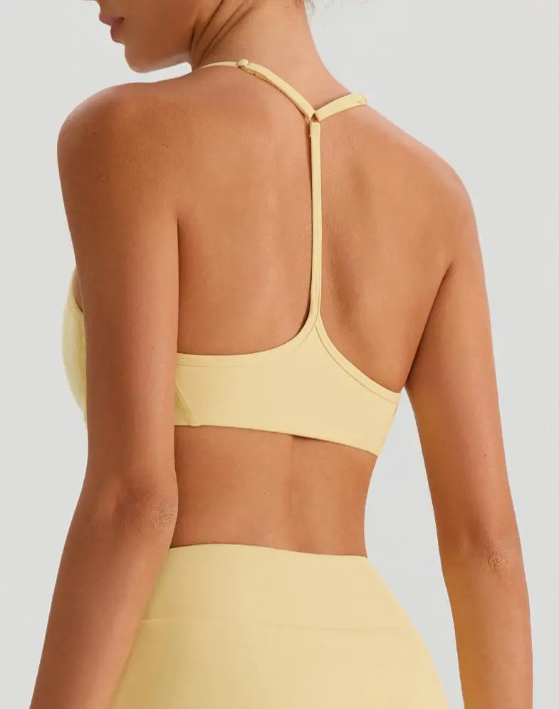 Beauty Back Solid Nude Feeling Medium Support Breathable Active Shockproof Training Gym Yoga Fitness Women Running Sports Bra