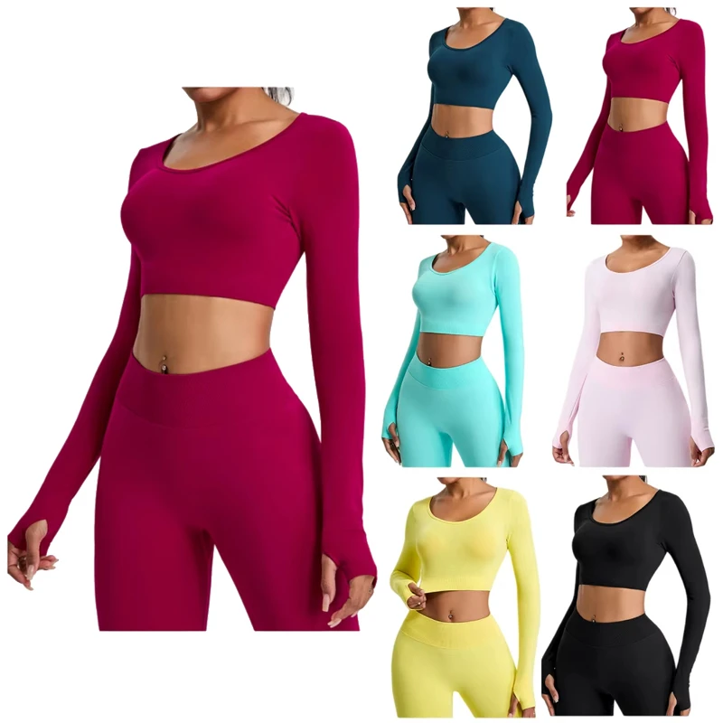 High Elasticity Breathable Long Sleeve Slim-Fit Design Thin Shirt for Women Casual Daily Wear Yoga Top