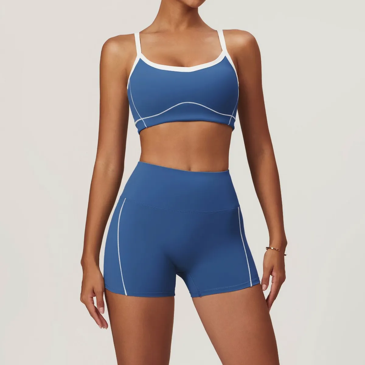 YIHUA Women's High Waist Fitness Shorts Beautiful Back Yoga Set with Elastic for Running Gym & Athletic Sports Workout