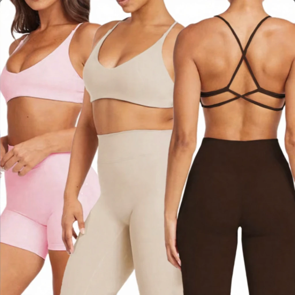 3-Piece Breathable Yoga Set with Crop Top and Shorts Elastic Waist Lightweight Racerback Design