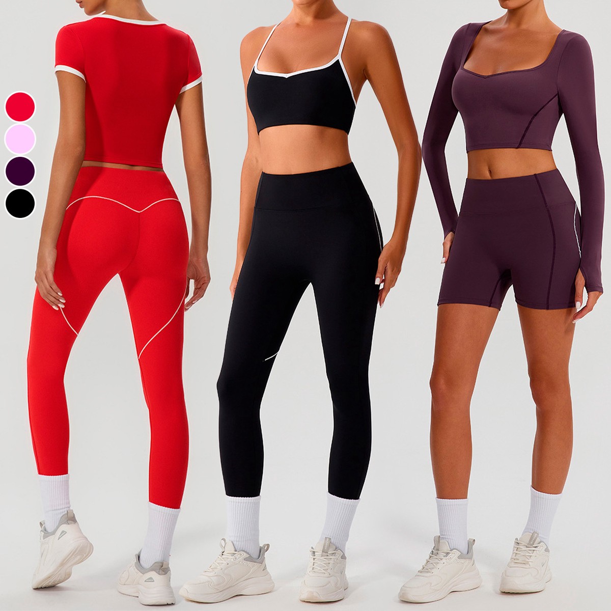 Women's 7-Piece High Elastic Gym Fitness Yoga Set Quick-Drying Sports Wear-Tight-Fitting Naked Feeling