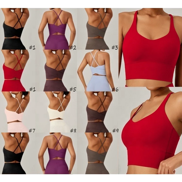 High Stretch Women Summer Tops Gym Sports Bra One-piece Cup Breathable Backless Spandex / Nylon Workout Clothes Fitness Yoga Bra