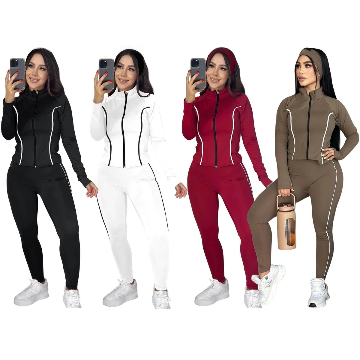 J5256 Color-Block Anti-Wrinkle Full-Length Fashion Yoga Outfit Bare-Skin Feel High-Elastic Fitness Wear Casual Set High Quality