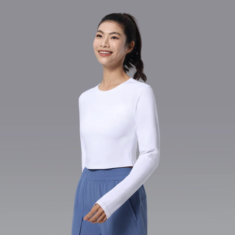 High-End Top Women's Slim-Fit Yoga Clothing Long Sleeves for Leisure Fitness Sports Slimming Leisure Fitness Top