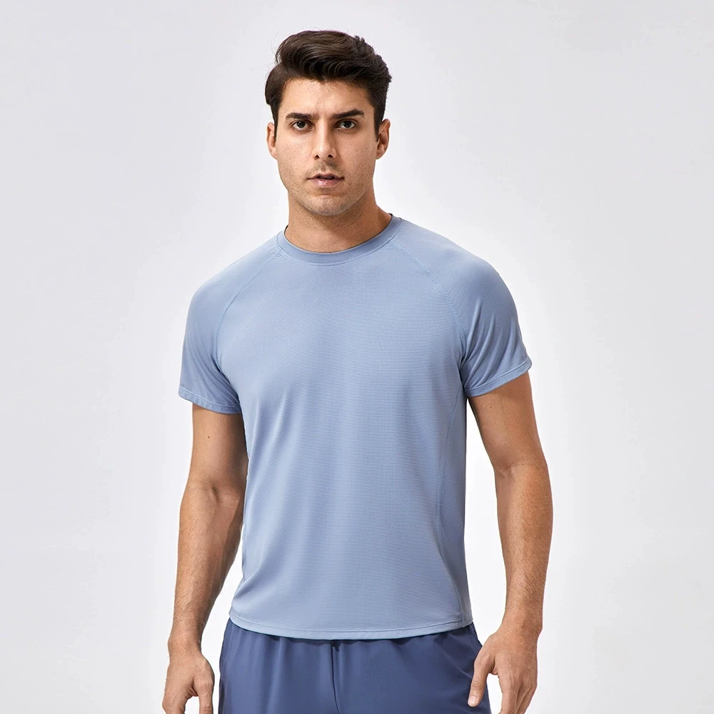 Yutuo Custom logo Quick Dry High Elastic Round Neck T-Shirts Gym Fitness Workout Reglan Short Sleeve Yoga Shirt for Men