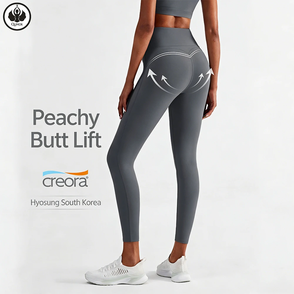 QUMOR OEM Women Solid Full Length Eco-Friendly Breathable Sweat-Wicking Lightweight Sports Active Workout Legging High Yoga