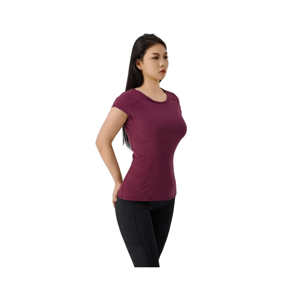 Women's Lightweight Round-neck Sport Yoga Tops Flexible Quick-Dry Sweat-Resistant Shirts for Pilates Fitness Sessions Women Gym