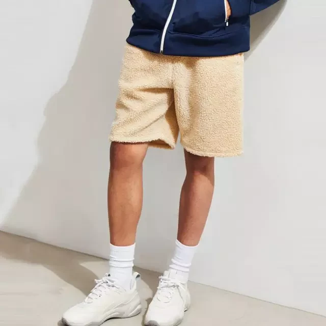Unisex Casual Fitness Shorts Elastic Mid Waist Closure Knitted Canvas Breathable Waterproof Plus Size Men Solid Pattern Pockets