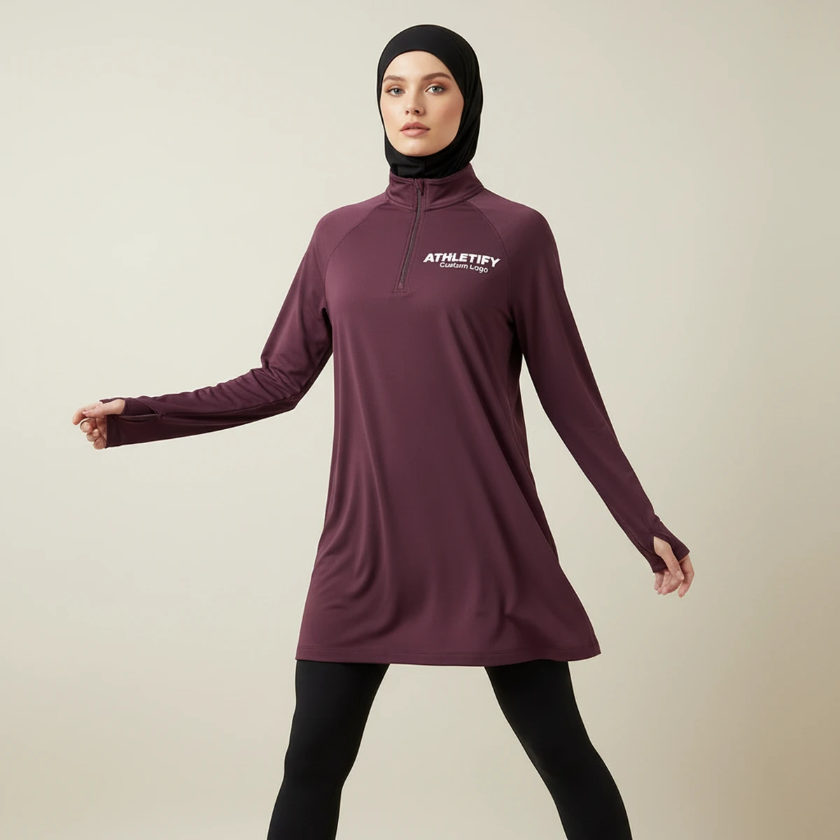 Womens Modest Long Sleeve Shirt Thumb Holes Trendy Comfortable Breathable Quick Dry UPF50+ Eco-Friendly Active Lifestyles