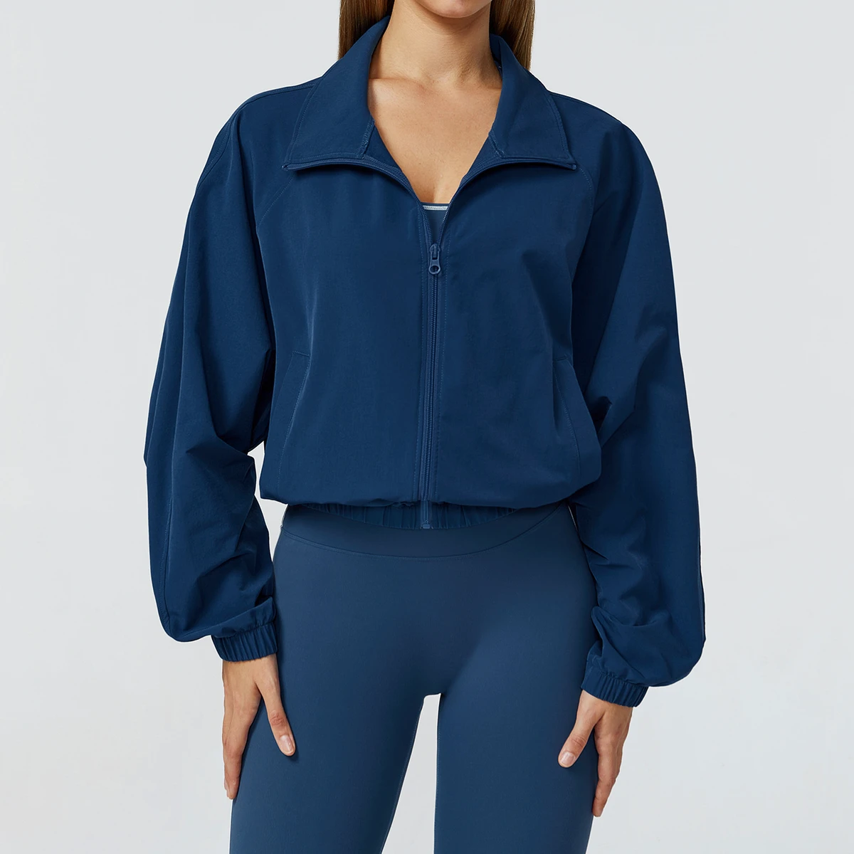 Quick-drying Stand-up Collar Sports Zipper Jacket For Women Windproof Outdoor Running Fitness Long-sleeved Yoga Wear Jacket