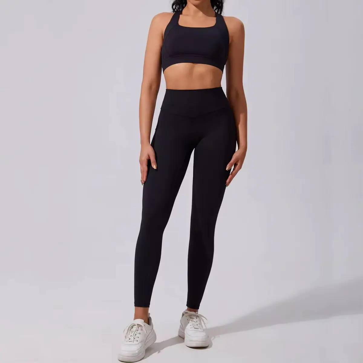 2026 New Arrival Quick Drying Lightweight Yoga Set Customized Cross Strap Sports Butt Lifting Compression Leggings