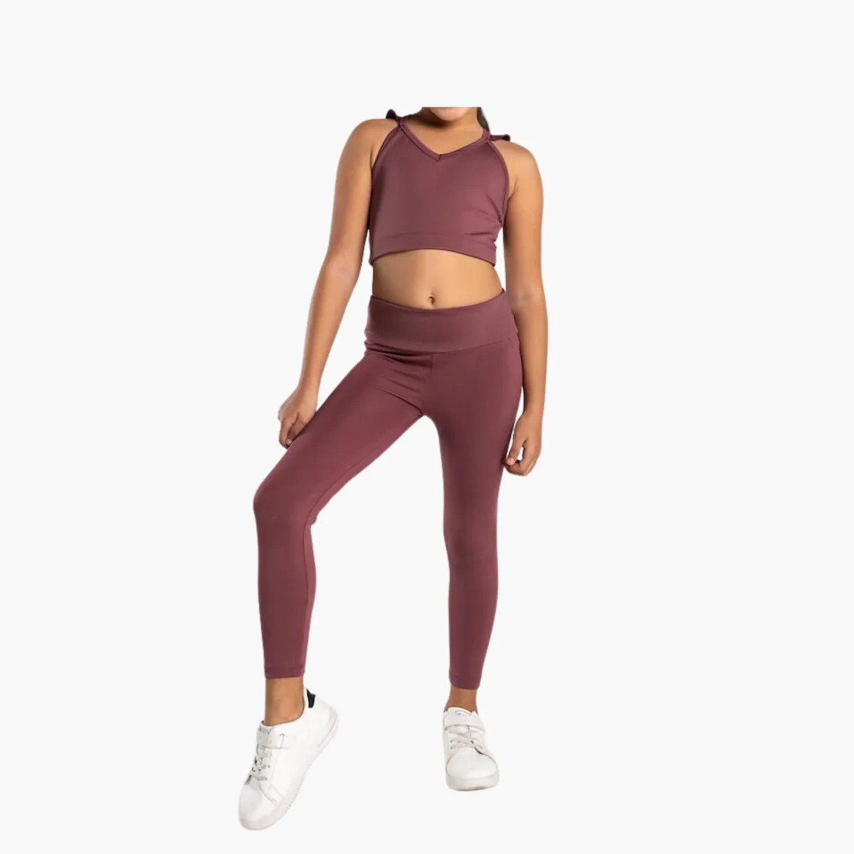 Custom Wholesale Kids Girls Athletic Wear Summer Yoga Set Racerback Fitness Gear Elastic Waist Plus Size