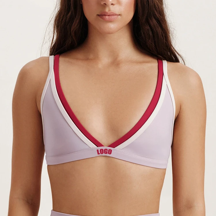 OEM Custom Double Layer Quick Dry Workout Fitness High Impact Color Blocking Breathable Fitness Gym Yoga Sports Bra for Woman