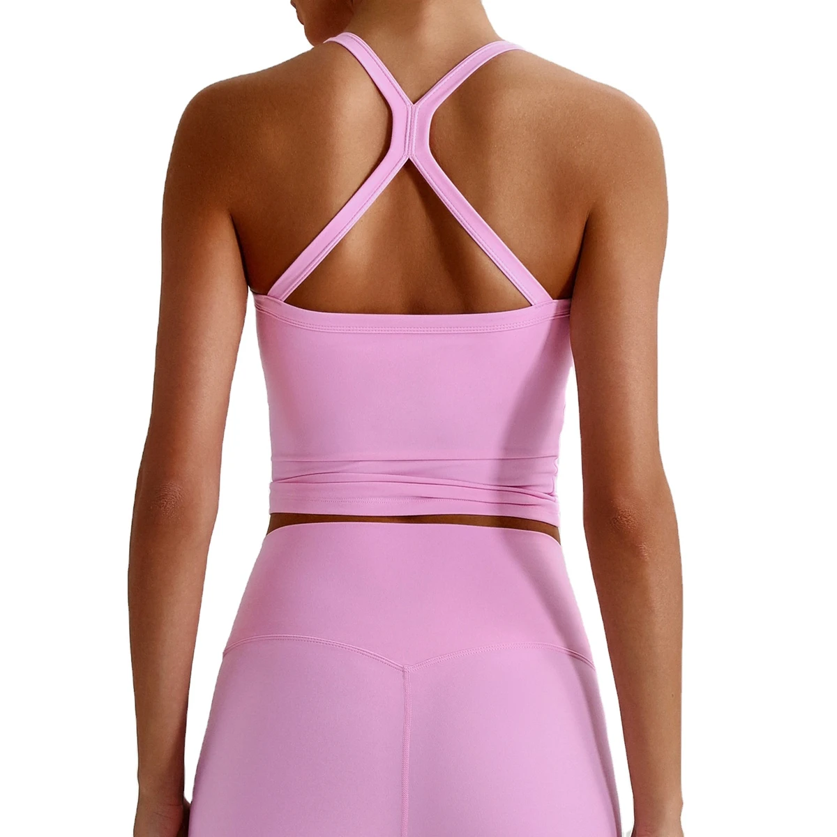 Women's Quick-Dry Stretchy Four-Way Breathable Slimming Yoga Top Cross Back Sexy Square Neck Tank Top for Fitness Sportswear