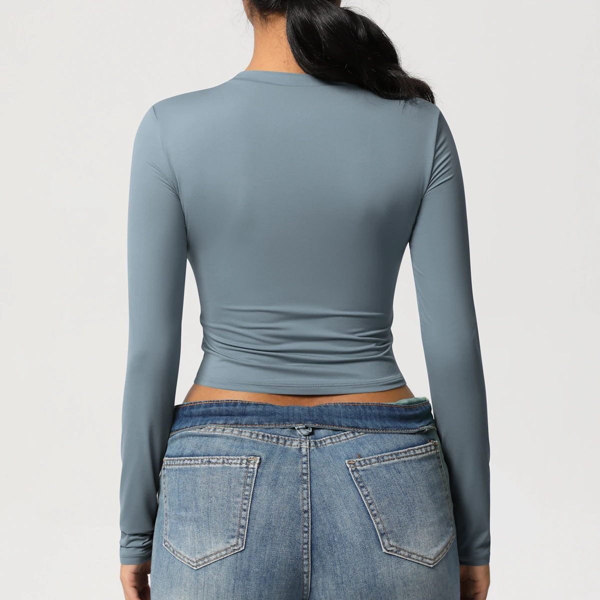 High Elastic Quick-Drying T-Shirt for Sports Fitness Long-Sleeved Pilates Yoga Top with Cross-Border Design