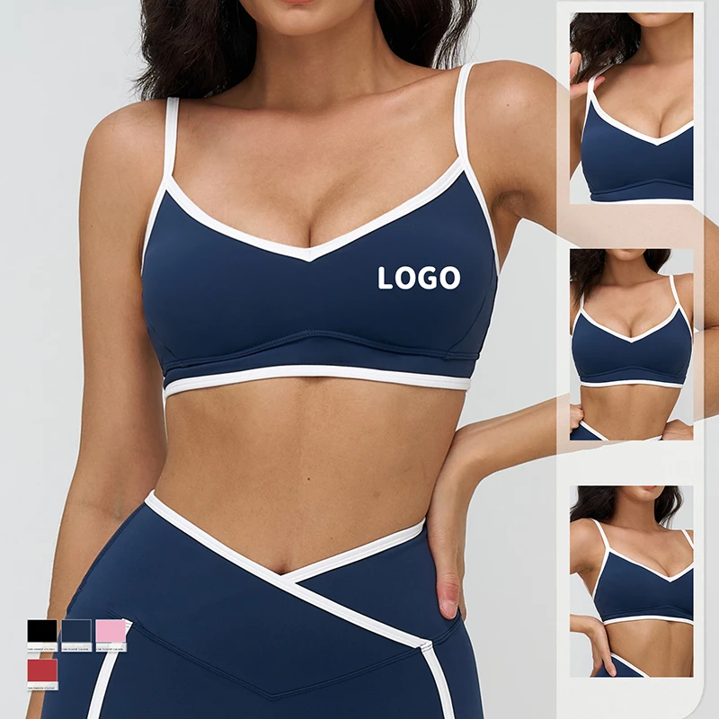Naked Yoga Bra Cross V-neck Fashion Back Sports Bra Fitness Running Sports Bra