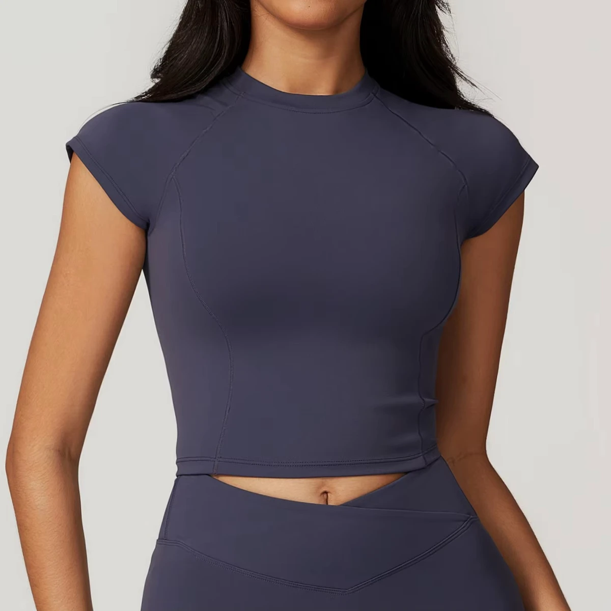 Short-sleeved Sports T-shirt Women's Tight Quick-drying Yoga Wear Crop Tops Recycle High Running Fitness
