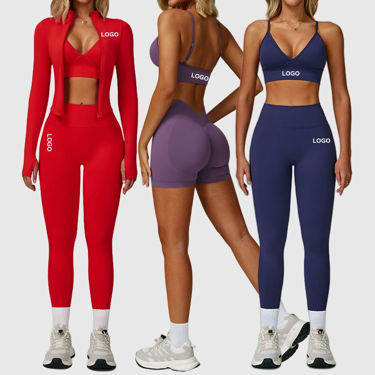 Wholesale Fitness Seamless Beauty Back Gym Clothing Top Leggings Suit Women's Sportswear Sets 4 Pie Sport Yoga Active Wear