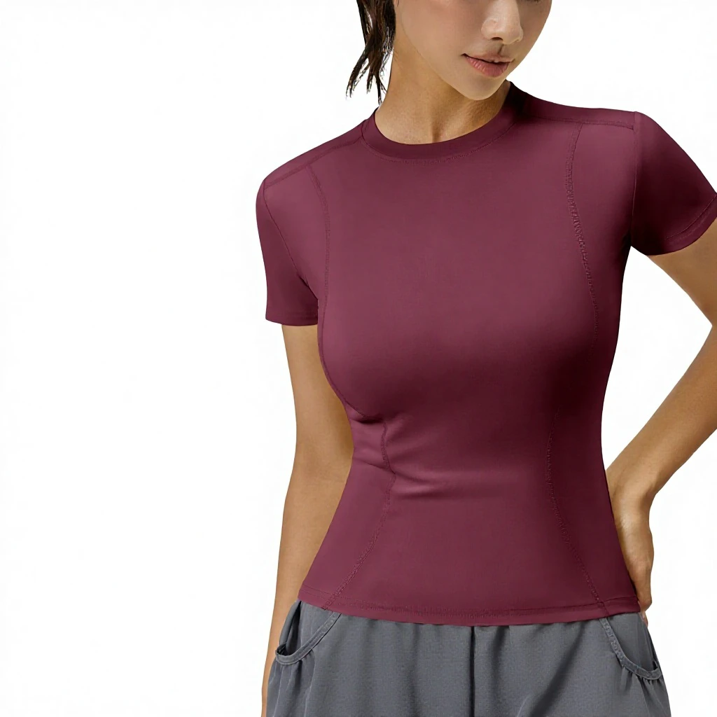 Four Sided Elastic Short Sleeved Yoga Top for Women, Slim Fit Exercise, Running, Sweat Absorption, Tight Fitting Exercise, T