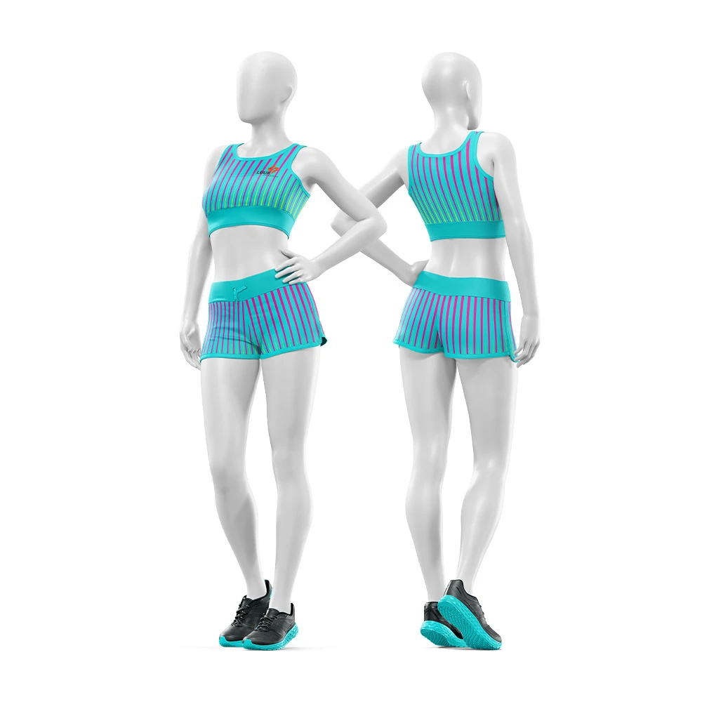 Custom Lightweight Mid Waisted Four Way Stretch Elastic Belt 2 Piece Yoga Sports Bra Shorts Set Scoop Neck High Quality Set