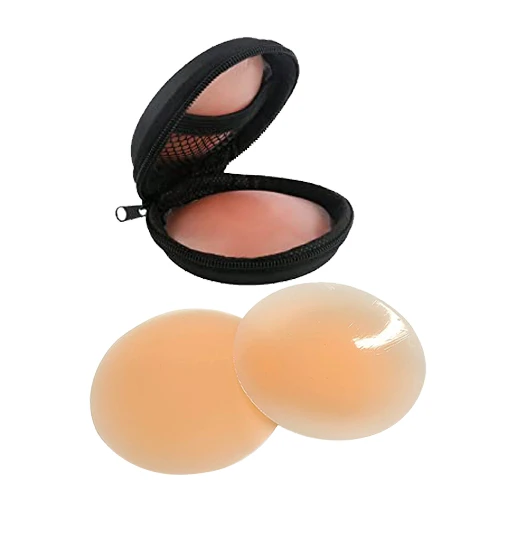 Women's Sexy Round-Shape Silicone Pasties Self-Adhesive Nipple Cover Padded Breast Petals Bras with Intimates Accessories Tape