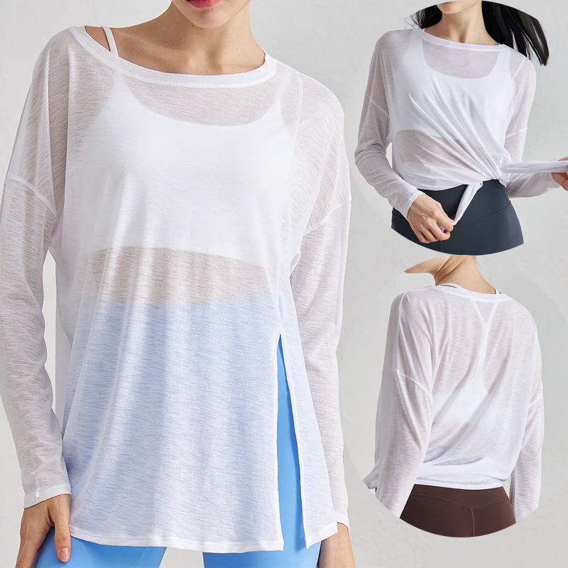 Women's Lightweight Breathable Sports Gym Running Workout Fitness Long Sleeves Top Quick-drying Yoga Clothes T Shirts